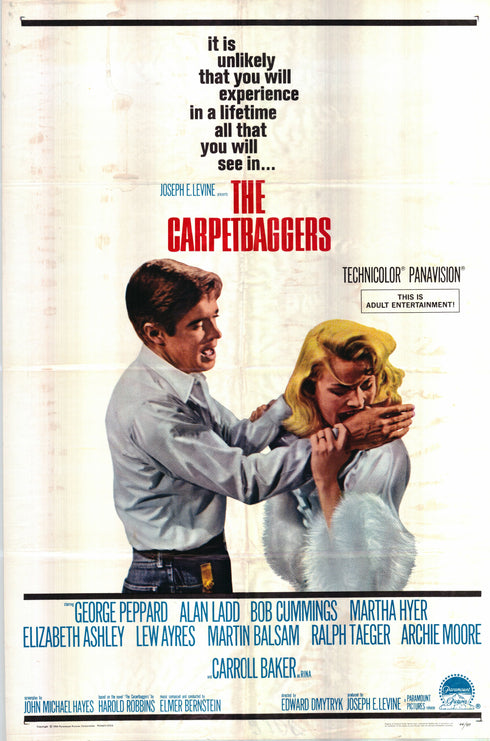 the carpetbaggers 1964 one sheet poster folded